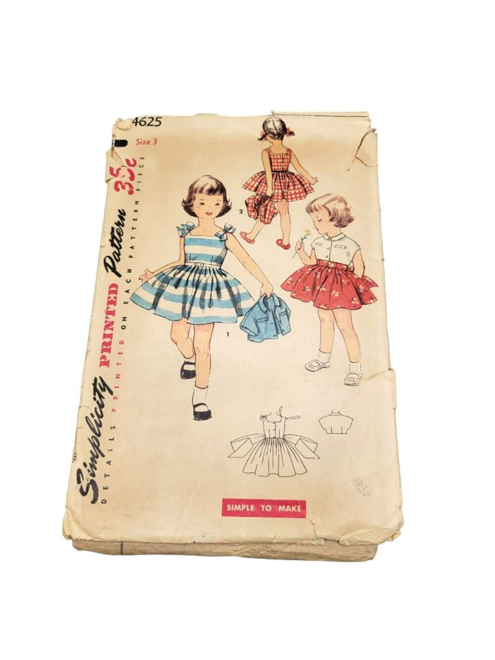 Simplicity 1954 Child's One Piece Dress and Jacket Pattern 4625 Size 3 UNCUT